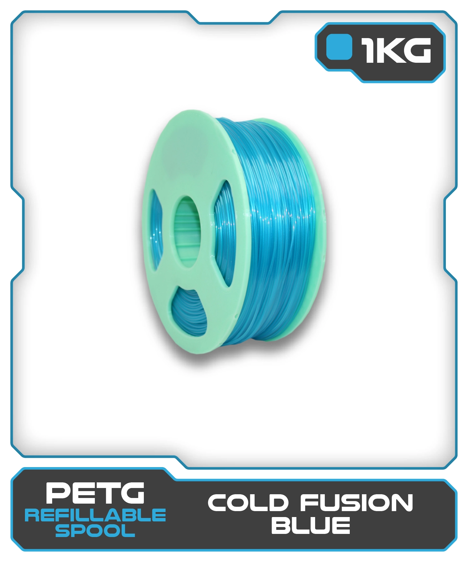 1KG PETG Filament - Cold Fusion Blue